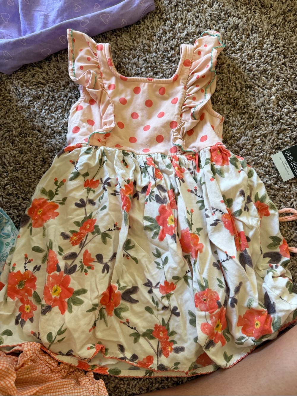 Matilda Jane Coral Polka & Floral Ruffle Dress